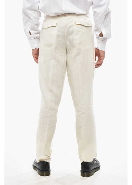 Pantaloni casual CORNELIANI Id Linen Chinos Pants With Drawstring White Barbati (BM 19502747) 2