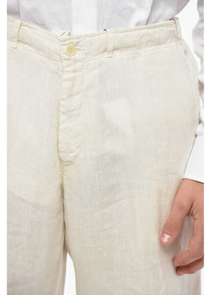 Pantaloni casual CORNELIANI Id Linen Chinos Pants With Drawstring White Barbati (BM 19502747) 3