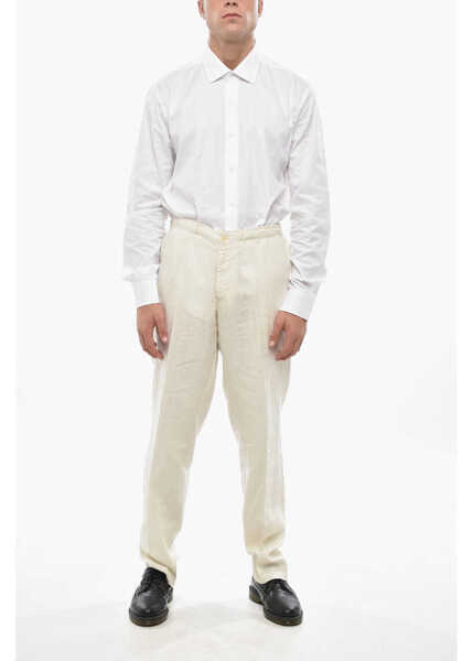 Pantaloni casual CORNELIANI Id Linen Chinos Pants With Drawstring White Barbati (BM 19502747) 4