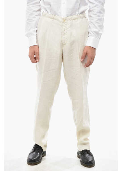 Pantaloni casual CORNELIANI Id Linen Chinos Pants With Drawstring White Barbati (BM 19502747) 1
