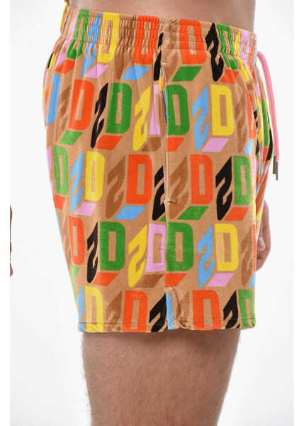 Sorturi de baie DSQUARED2 All-Over Logo Chenille Swim Shorts Brown Barbati (BM 19502753) 2