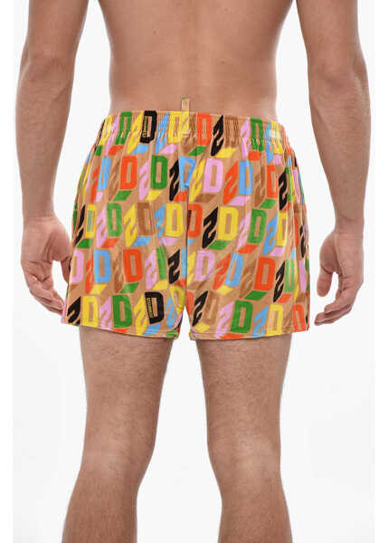 Sorturi de baie DSQUARED2 All-Over Logo Chenille Swim Shorts Brown Barbati (BM 19502753) 3