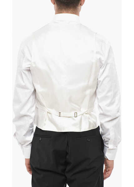 Veste costum CORNELIANI Embroidered Silk Double Breasted Waistcoat Beige Barbati (BM 19502756) 2