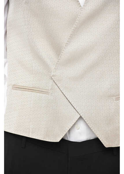 Veste costum CORNELIANI Embroidered Silk Double Breasted Waistcoat Beige Barbati (BM 19502756) 3