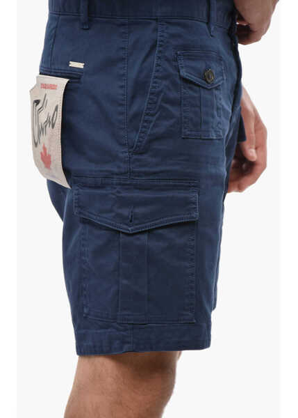 Pantaloni scurti DSQUARED2 Gabardine Cotton Shorts With Belt Loops Blue Barbati (BM 19502762) 3