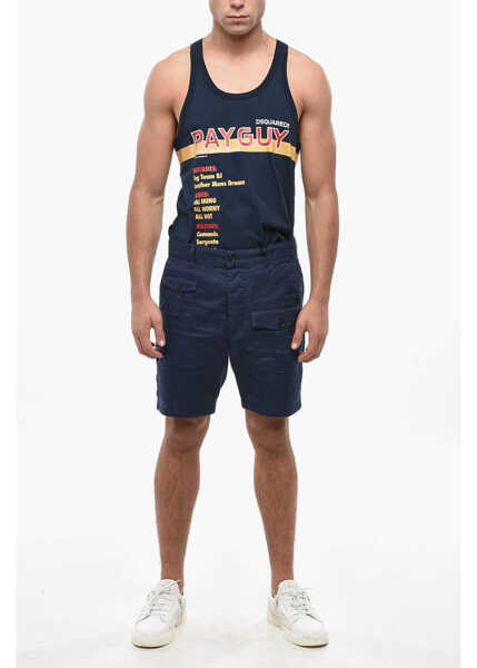 Pantaloni scurti DSQUARED2 Gabardine Cotton Shorts With Belt Loops Blue Barbati (BM 19502762) 4