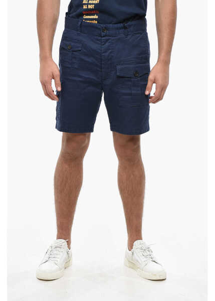 Pantaloni scurti DSQUARED2 Gabardine Cotton Shorts With Belt Loops Blue Barbati (BM 19502762) 1
