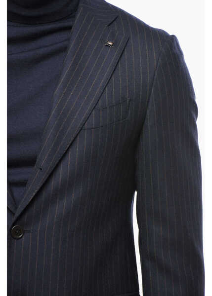 Costume CORNELIANI Cc Collection Chalk Stripe Virgin Wool Side Vents Notch Lape Blue Barbati (BM 19502768) 3