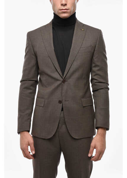 Costume CORNELIANI Cc Collection Micro Houndstooth Motif Side Vents Notch Lapel Brown Barbati (BM 19502774) 2