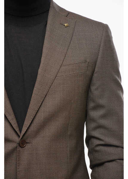 Costume CORNELIANI Cc Collection Micro Houndstooth Motif Side Vents Notch Lapel Brown Barbati (BM 19502774) 3