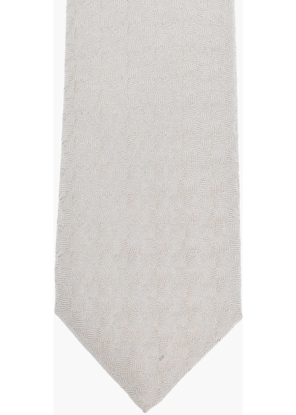 Cravate CORNELIANI Solid Color Silk Tie With Basketweave Motif Beige Barbati (BM 19502777) 2