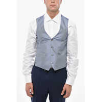 Veste costum Geometric Motif Silk Waistcoat With Half-Belt Barbati