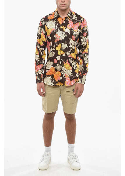 Camasi casual DSQUARED2 Floral-Motif Shorts Sleeve Shirt Multicolor Barbati (BM 19502816) 4