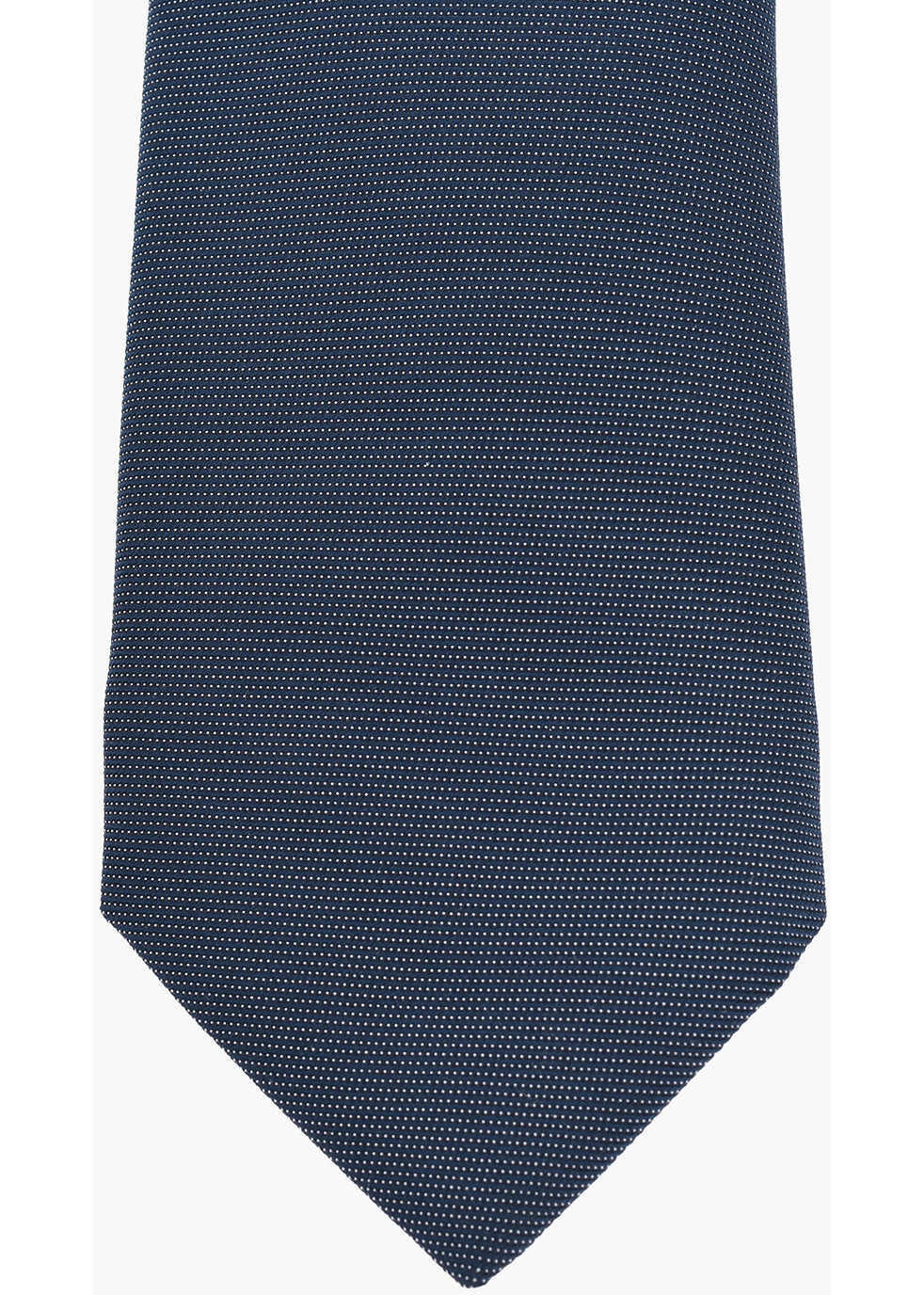 Cravate CORNELIANI Code Solid Color Silk Blend Tie With Micro Patterns Blue Barbati (BM 19502831) 2
