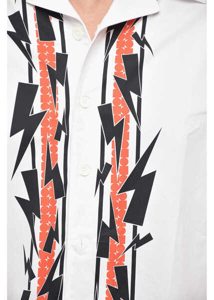 Camasi casual Neil Barrett Short Sleeved Boxy Fit Shirts With Jumbled Bolts Print White Barbati (BM 19502834) 3