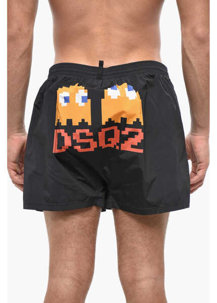 Sorturi de baie DSQUARED2 Pac Man Swim Shorts With Print Black Barbati (BM 19502909) 2