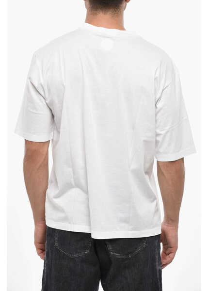 Tricouri DSQUARED2 Cotton Crew-Neck T-Shirt With Print Black & White Barbati (BM 19502915) 2