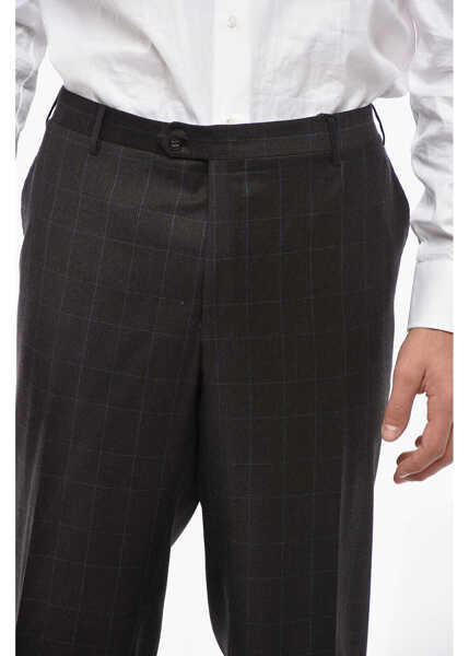 Pantaloni casual CORNELIANI Cashmere Blend Academy Pants With Distrct Check Motif Brown Barbati (BM 19502924) 2