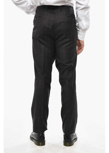 Pantaloni casual CORNELIANI Cashmere Blend Academy Pants With Distrct Check Motif Brown Barbati (BM 19502924) 4