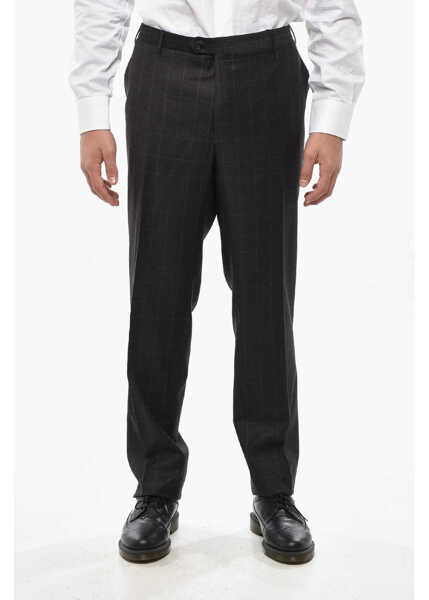 Pantaloni casual CORNELIANI Cashmere Blend Academy Pants With Distrct Check Motif Brown Barbati (BM 19502924) 1