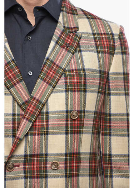Sacouri elegante CORNELIANI Cc Collection Tartan Motif Virgin Wool Double-Breasted Blaze Multicolor Barbati (BM 19502933) 3