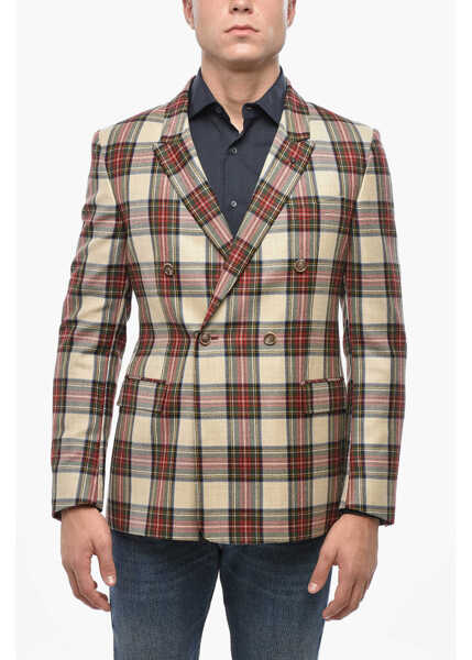 Sacouri elegante CORNELIANI Cc Collection Tartan Motif Virgin Wool Double-Breasted Blaze Multicolor Barbati (BM 19502933) 1
