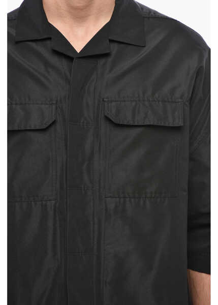 Camasi casual Rick Owens Short Sleeved Tommy Overshirt With Double Breast Pocket Black Barbati (BM 19502972) 3