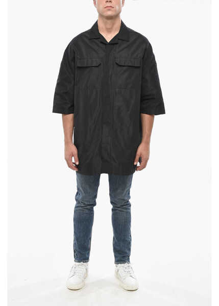 Camasi casual Rick Owens Short Sleeved Tommy Overshirt With Double Breast Pocket Black Barbati (BM 19502972) 4