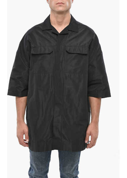 Camasi casual Rick Owens Short Sleeved Tommy Overshirt With Double Breast Pocket Black Barbati (BM 19502972) 1