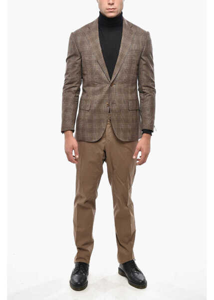 Sacouri CORNELIANI Leader Soft Blazer With Tartan Check Pattern Brown Barbati (BM 19502978) 4