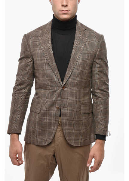 Sacouri CORNELIANI Leader Soft Blazer With Tartan Check Pattern Brown Barbati (BM 19502978) 1