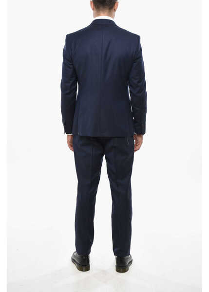 Costume CORNELIANI Cc Collection Virgin Wool Side Vents Peak Lapel 3 Piece Wais Blue Barbati (BM 19502984) 4