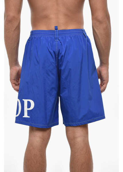 Sorturi de baie DSQUARED2 Solid Color Swim Shorts With Monogram Blue Barbati (BM 19503041) 2
