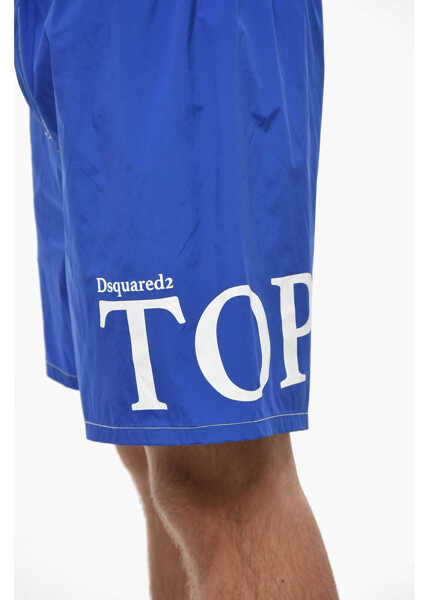 Sorturi de baie DSQUARED2 Solid Color Swim Shorts With Monogram Blue Barbati (BM 19503041) 3