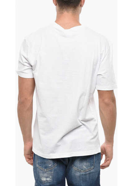 Tricouri DSQUARED2 Maxi Printed Frontal Crew-Neck T-Shirt White Barbati (BM 19503053) 2