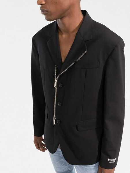 Sacouri DSQUARED2 Virgin Wool Three-Button Jacket Black Barbati (BM 19503056) 3