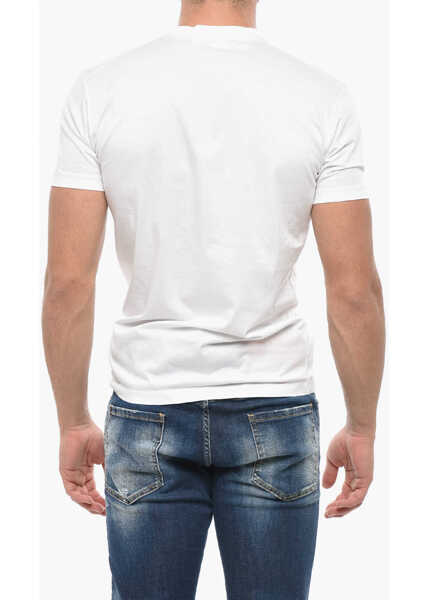 Tricouri DSQUARED2 Cotton Crew-Neck T-Shirt With Print White Barbati (BM 19503062) 2