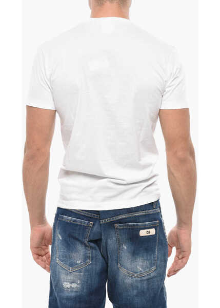 Tricouri DSQUARED2 Cotton Crew-Neck T-Shirt With Print White Barbati (BM 19503068) 2