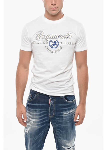 Tricouri DSQUARED2 Cotton Crew-Neck T-Shirt With Print White Barbati (BM 19503068) 1