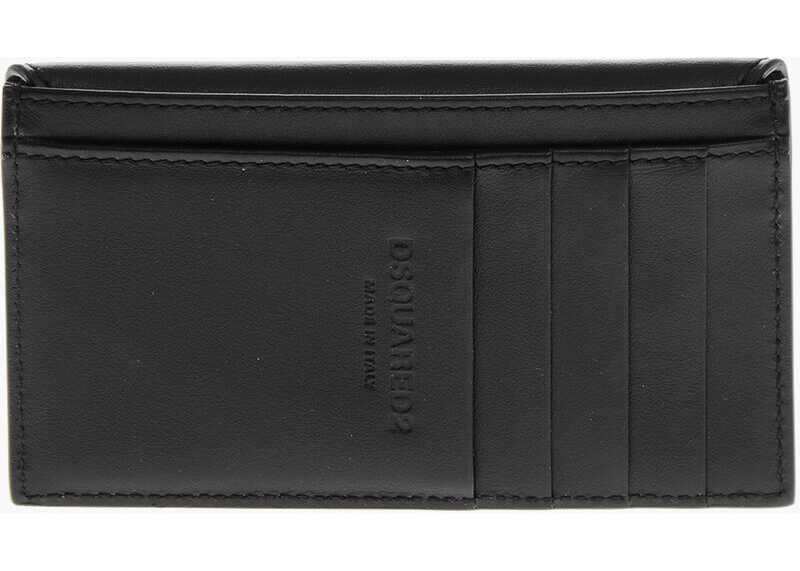 Portofele DSQUARED2 Leather Card Holder With Metal Logo Black Femei (BM 19509071) 2