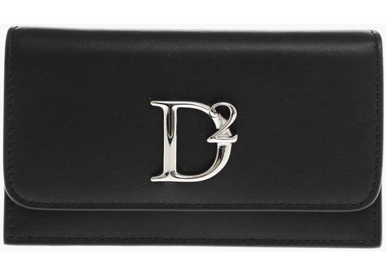 Portofele DSQUARED2 Leather Card Holder With Metal Logo Black Femei (BM 19509071) 1