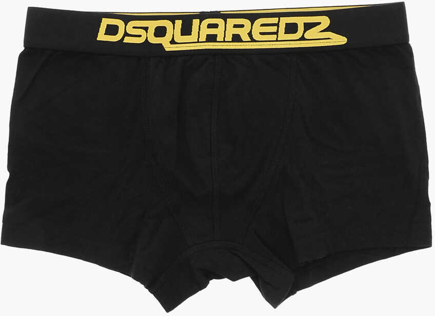 Lenjerie intima DSQUARED2 Stretch Cotton Trunk With Logoed Waistband Black Barbati (BM 19509089) 1