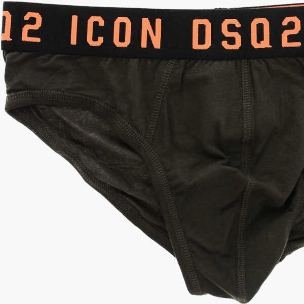 Chiloti DSQUARED2 Stretch Cotton Icon Briefs With Logoed Waistband Military Green Barbati (BM 19509092) 2