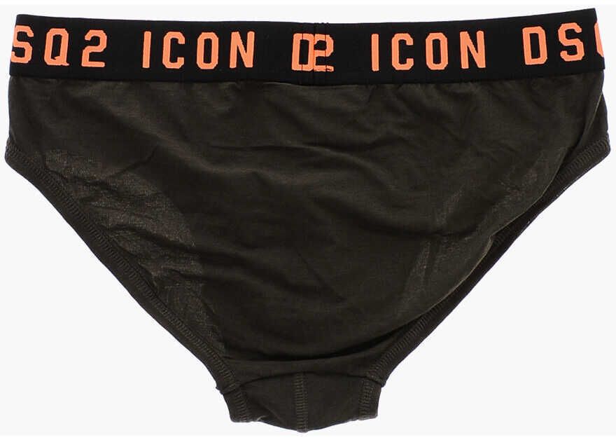 Chiloti DSQUARED2 Stretch Cotton Icon Briefs With Logoed Waistband Military Green Barbati (BM 19509092) 3