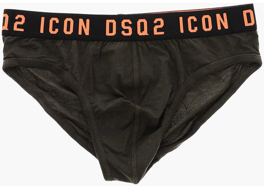 Chiloti DSQUARED2 Stretch Cotton Icon Briefs With Logoed Waistband Military Green Barbati (BM 19509092) 1