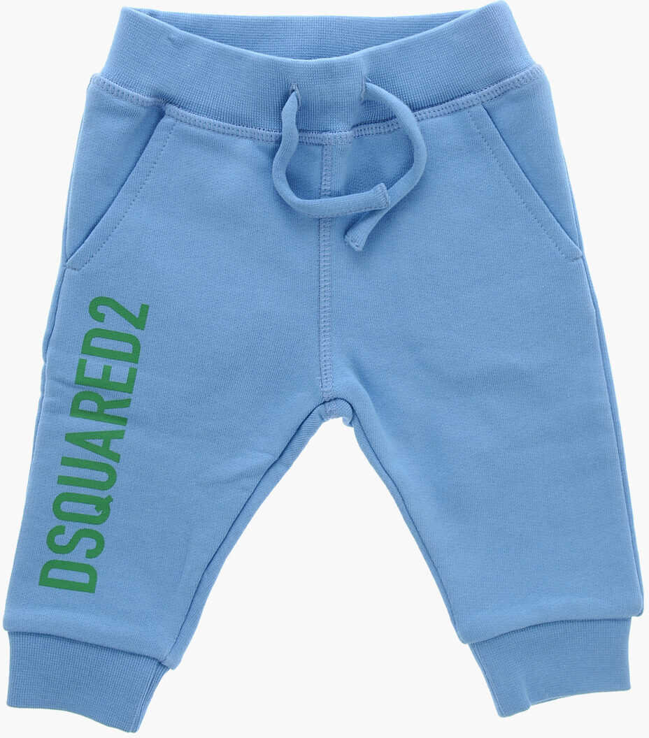 Pantaloni de trening DSQUARED2 Brushed Cotton Sweatpants With Printed Logo Light Blue Baieti (BM 19509110) 1