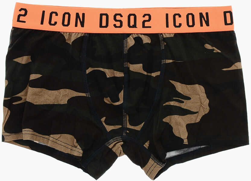 Lenjerie intima DSQUARED2 Camouflage Patterned Stretch Cotton Trunk Military Green Barbati (BM 19509131) 1