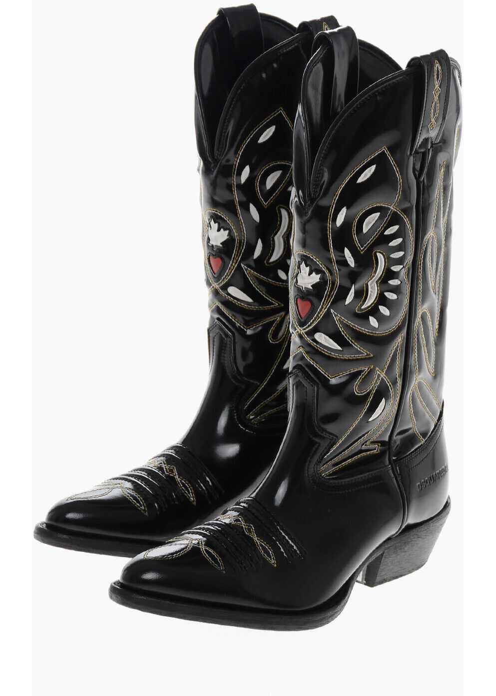 Cizme casual DSQUARED2 Brushed Leather Cowboy Western Boots Black Barbati (BM 19510499) 1