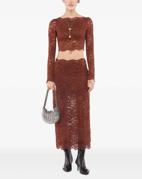 Fuste casual RABANNE Lace Midi Skirt BROWN Femei (BM 19511471) 2