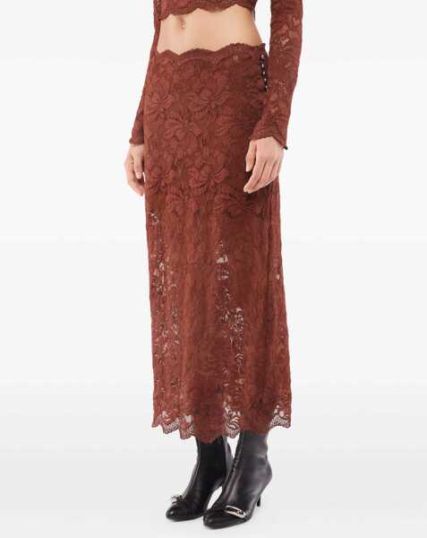 Fuste casual RABANNE Lace Midi Skirt BROWN Femei (BM 19511471) 4